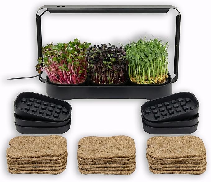 Microgreens Growing Trays Bundle Grow Lamp 6 Silicone Trays18 Jute Mats Microgreens Growing Kit Seed Sprouting &amp Indoor Grow Accessories (No Seeds)