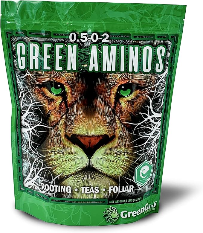 GreenGro Green Aminos Rooting Stimulator Blend with Amino Acids and Nutrients for Potting Mix Soils Cuttings and Hydroponic Gardens Organic Plant Food for Indoor and Outdoor Plants 2lb Pouch