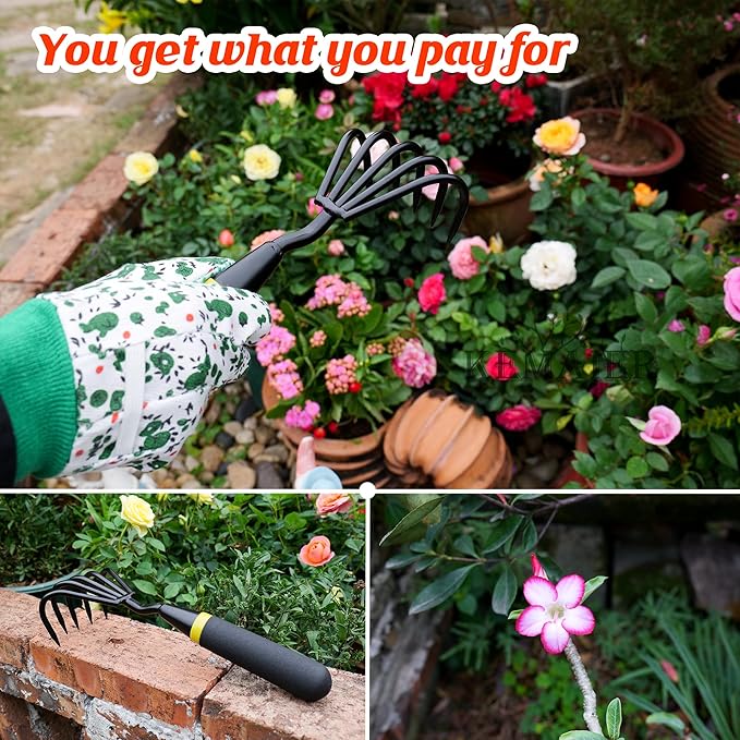 Garden Tool Set - Featuring a Heavy-Duty Stainless Steel Hand Cultivator Transplant Shovel Trowel Crack Weeder and Dandelion Weeder - The Ultimate Unbreakable Gardening Gift