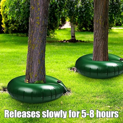 Foaincore 6 Pcs 20 Gallon Heavy Duty Tree Watering Ring PVC Drip Irrigation Deep Tree Root Watering Bag Round Trees Slow Release Water Pouch Planting Drip Irrigation Rings for Gardening Supply(Green)