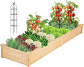 IDZO Combo Raised Garden Bed with Wax Oil Coated 96 Inches Wood Planter with Non-Woven Lining + Metal Obelisk Trellis for Climbing Plants