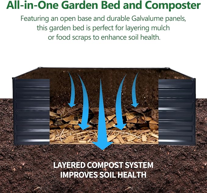Galvalume Raised Garden Bed 8x4x1.95FT–3X Rust Resistant Aluminum-Zinc Steel466 Gallon Extra Deep Metal Planter Box Heavy Duty Outdoor Vegetable Garden Bed for Tomatoes Potatoes &amp Root Crops