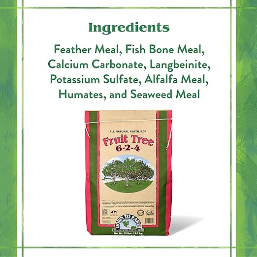 Down To Earth All Natural Fertilizers Organic Fruit Tree - Plant Food for Apples Pears Plums and Tropical Fruit Trees 6-2-4 40 lb