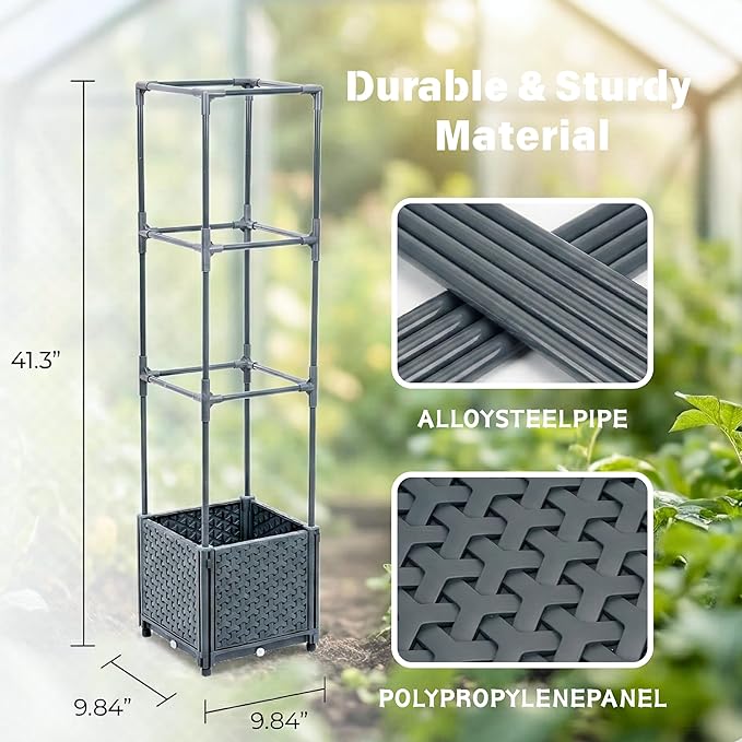Raised Garden Bed with Tomato Planter Cage 41.3 Trellis Planter Boxes for Outdoor Patio Greenhouse Gardening Climbing Vegetables