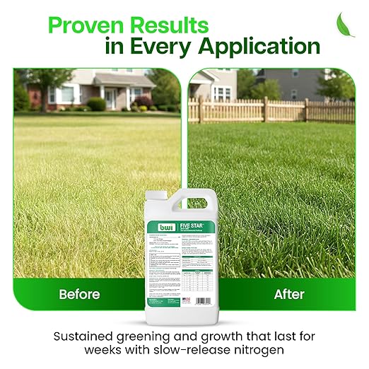 Five Star 28-0-0 Liquid Fertilizer for Healthy Plant Growth &amp Enhanced Nitrogen Absorption - Clear Blue Superior Surfactant Urea TriZone Formula with Slow Release Fertilizer (70% SRN) - 1 Quart