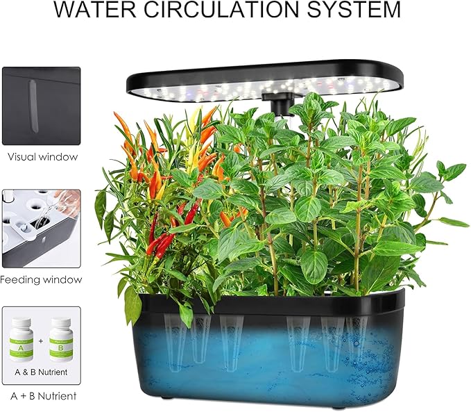 Hydroponic Planting System Led Grow Light Automatic Timer Adjustable Light Pole Indoor Herb Garden