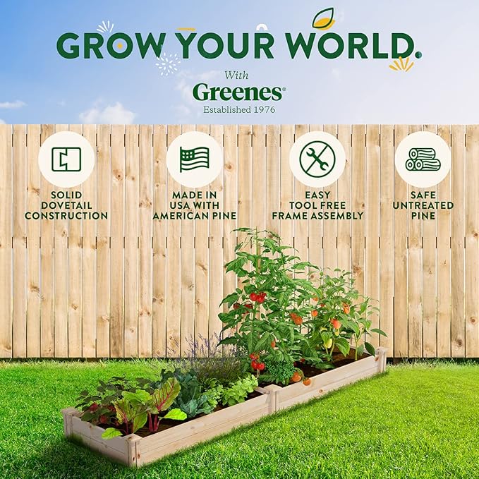 Greenes Fence Original Pine Raised Garden Bed 2' x 8' x 7 - Made in USA with American Pine
