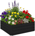 Relaxdays Raised Planter in Galvanised Iron Flower Bed for the Garden Plants Flowers HxWxD: 30 x 90 x 90 cm Black