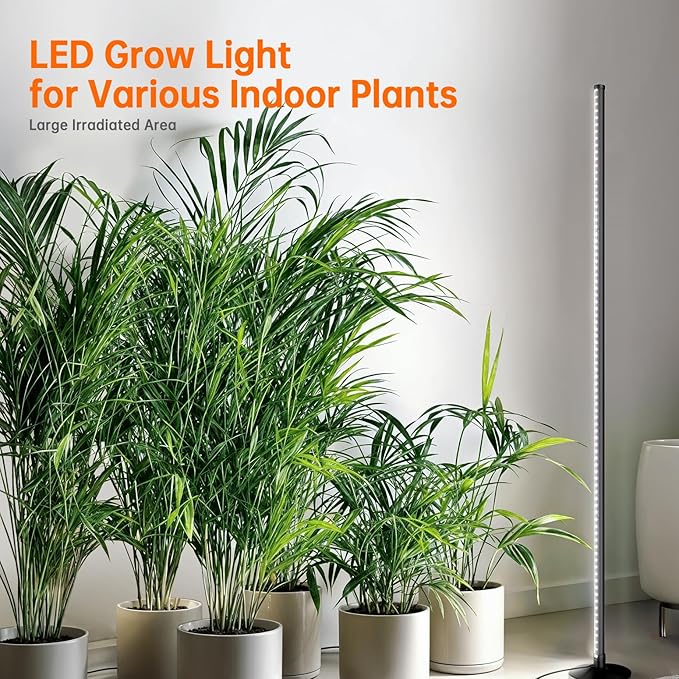 Bstrip Standing Grow Light for Indoor Plants Vertical Grow Light with 3 Light Modes Wide Illumination and Dimmable T10 Full Spectrum Floor Grow Lights 16in-65in Adjustable Height &amp Auto Timer