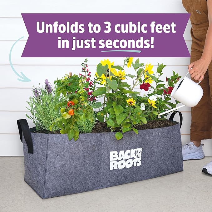 Back to the Roots Breathable Raised Bed (Provides More Oxygen to Roots) 3 Cu. Ft. No Assembly Needed Reusable &amp Weatherproof | (Pack of 6)