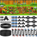 200FT Quick-Connect Drip Irrigation System Automatic Irrigation Kit with 2/5 &amp 1/4 Tubing and Adjustable Drip Emitters Garden Watering System for Lawn Flower Bed Greenhouse