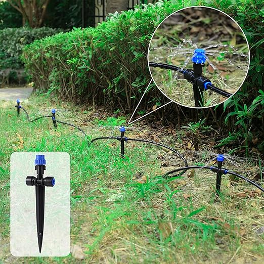 Drip Irrigation Emitterswith Adjustable 360 Degree Water Flow Drippers Sprayer Push-to-Fit for 1/4 inch Tubing Garden Drippers Sprayer for House Garden Watering System (36pcs- Drip)