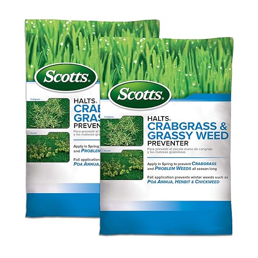 Scotts Halts Crabgrass &amp Grassy Weed Preventer - Pre-Emergent Weed Killer for Lawns For Up To 5000 sq. ft. 10.06 lbs. (2-Pack)