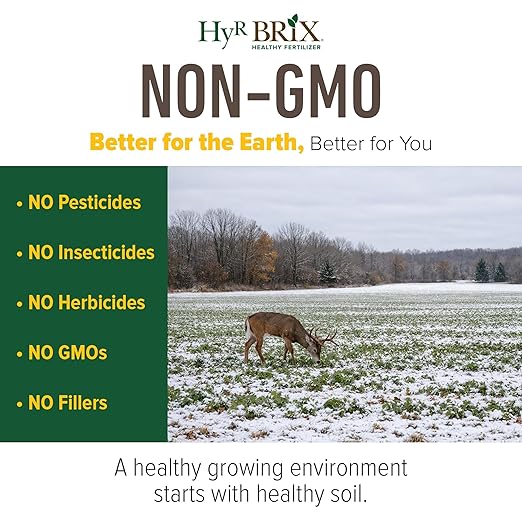 HyR BRIX Buck Stampede Food Plot 7-9-7 Fertilizer 45lb Bag - Slow-Release Nutrients with Calcium Sulfur Humic &amp Fulvic Acid - Supports Protein Production - Covers 2300 Sq Ft