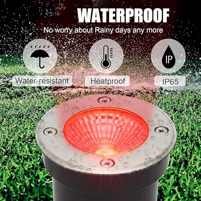 4pack Ground LED Landscape Light - 3W Outdoor Buried Lights 12V-24V Low Garden LED Spotlight IP65 Waterproof Recessed Floor Lamp with Remote ControlRgb-3W(24V)
