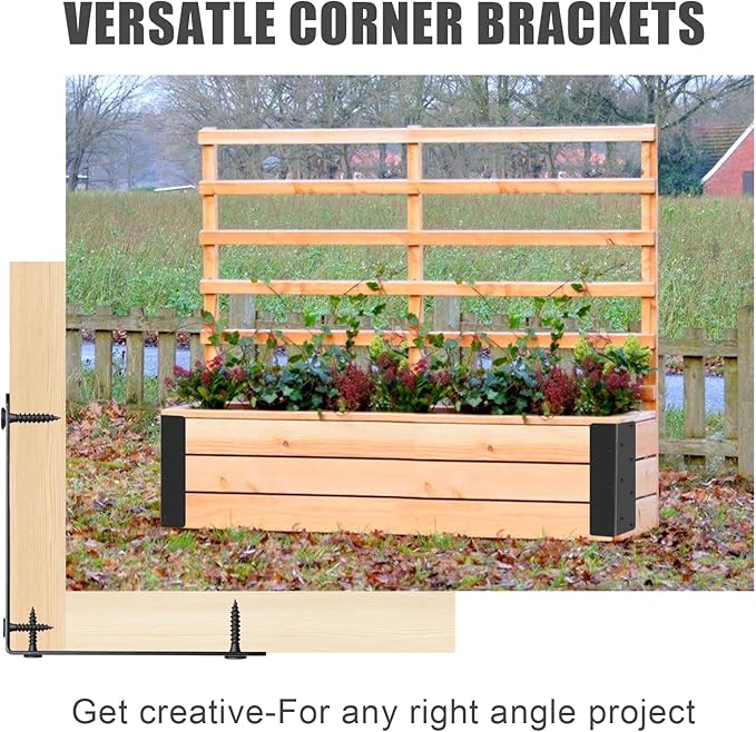 8 Pack Raised Beds Corner Brackets | Raised Garden Bed Brackets with Screws | Suits for Wood Fits 20-24 Bed | 11 x 3 x 3 for Vegetable Planter Garden