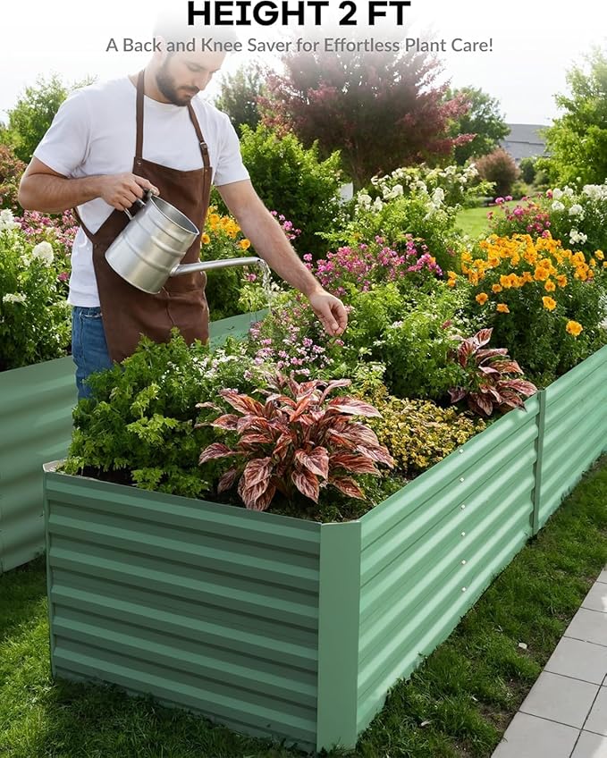 6x3x2FT Galvanized Metal Raised Garden Bed Rust-Resistant Outdoor Garden Box Easy Assembly Planter for Vegetables Flowers Herbs