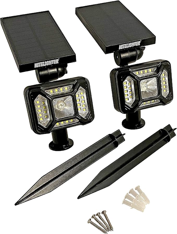 Outdoor Solar Powered Lights for Yard - Outdoor Adjustable Waterproof Landscape Uplighting for Flag Tree Plant Statue Installs on Ground or Wall 2-Modes of Lightning 2-Pack