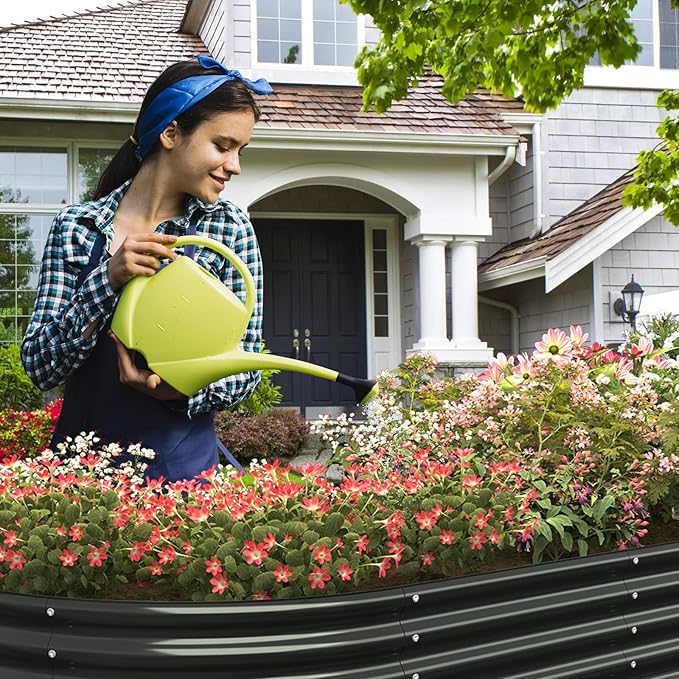 FRIZIONE 9FT(L)×3FT(W)×2FT(H) Galvanized Raised Garden Bed Outdoor Metal Raised Garden Beds for Flower Raised Planter Box Outdoor for Herb Vegetable-Gray