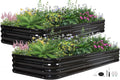 5 in 1 Galvanized Raised Garden Bed - 8x3x1ft (2Packs) Modular Planter Box Outdoor | Metal Raised Bed Kit with Bracing Rods for Gardening Vegetables Flowers Fruits Herbs (Gray)