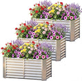 AHEONLAR 3 Pack 4×2×2ft Galvanized Raised Garden Beds Rectangle Durable Planter Boxes Outdoor for Vegetables Fruits Flowers and Plants Quick Assembly Silver