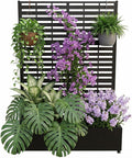Metal Raised Garden Bed with Trellis &amp Privacy Screen 71.5x47x16 Galvanized Metal Planter Box with Wheels &amp Drainage Holes for Patio Balcony Climbing Plants Flowers Vegetable Black