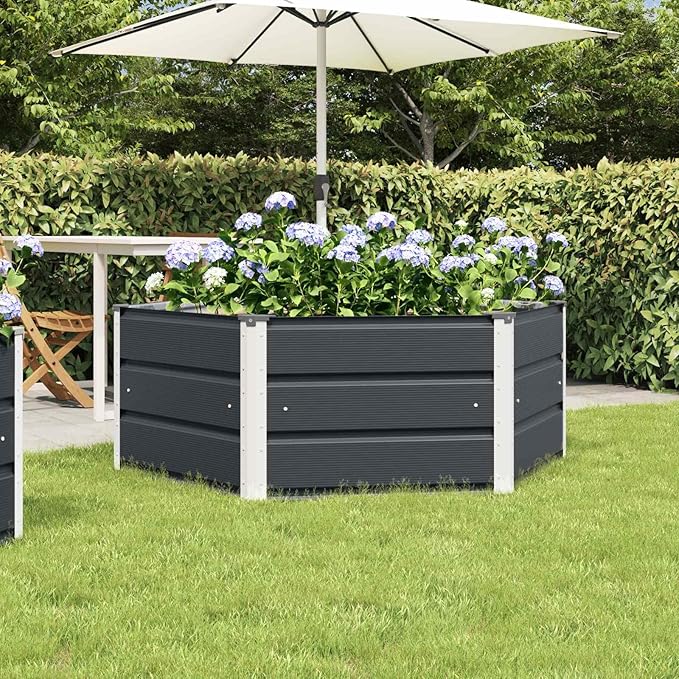 Steel Raised Garden Bed for Gardening Metal Planter Box for Vegetables Fruits Flowers 50.79 x 50.79 x 17.72 in Anthracite-678