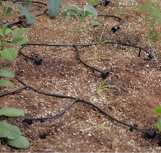 AEO Solar-Powered Automatic Watering Drip Irrigation System 50 Drippers 155 ft for Balcony Greenhouse Raised Garden Bed