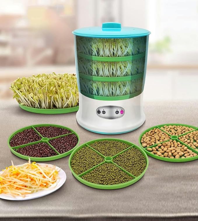 Electric Bean Sprout Grower with Intelligent Irrigation and Temperature Control for Large Capacity Germination Kit (2 Layer)