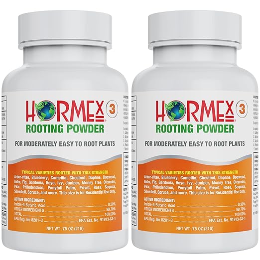 Hormex Rooting Hormone Powder #3 (0.30% IBA) for Common Houseplants Flowers &amp Garden Varieties - Starter Strength Root Stimulator &amp Growth Hormone for Plant Cuttings Cloning &amp Propagati