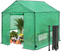 10x10 Pop Up Greenhouse Instant Walk in Green House with PE Cover Power Ports Roll up Doors &amp Windows for Indoor Outdoor Plant Growing Green