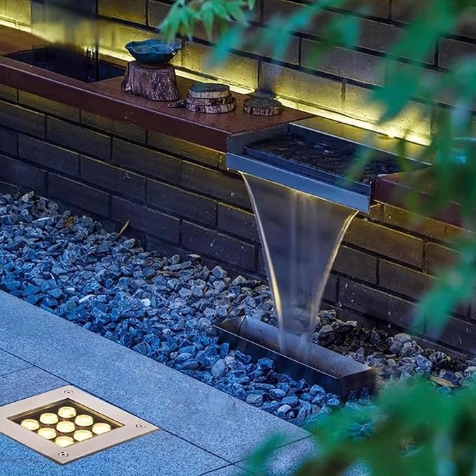 Square Underground Light - Outdoor Ground Landscape Lamp IP66 Waterproof AC85-265V Outdoor Recessed Spot Light for Garden Driveway Step Pathway Deck Buried Lighting(Green Light5W)