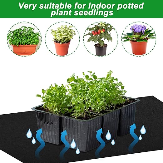 3 Pack Automatic Plant Watering Mat 3mm Self Watering Capillary Mat Wicking Mat with 30 Pcs Plant Labels Vacation Plant Watering System for Greenhouse Hydroponics Indoor Potted Plants39.4 x 47.2