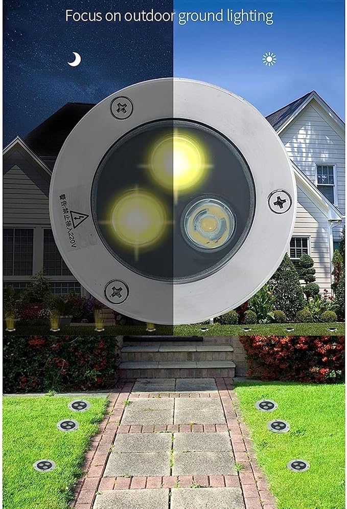 2PCS Outdoor LED Spotlight - Ultra Slim 3W LED Outdoor Recessed Spotlight IP67 Waterproof Outdoor Buried Light Ground Recessed Lawn Spotlight Landscape Garden Lamp(Warm White12V)