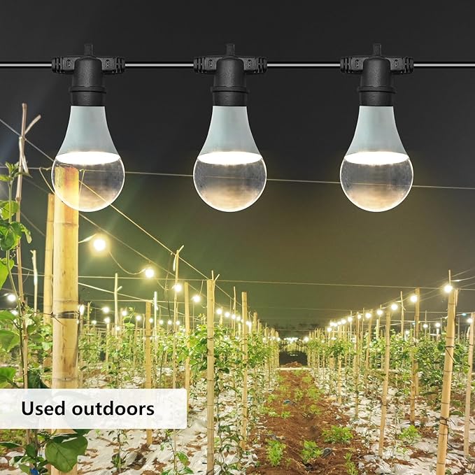 Hanging Grow Light String Bulbs LED Growth Bulb A25 Full Spectrum Plant Light E26 Base 15W houseplant Growting lamp Greenhouse Indoor or Outdoor (3 Lights and Cord)