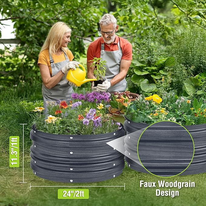 WORKPRO 3Pcs 2x2x1ft Galvanized Raised Garden Bed Set Rust &amp Corrosion Protection Easy Assembly Safe Edge Ideal for Vegetables &amp Flowers Dark Gray