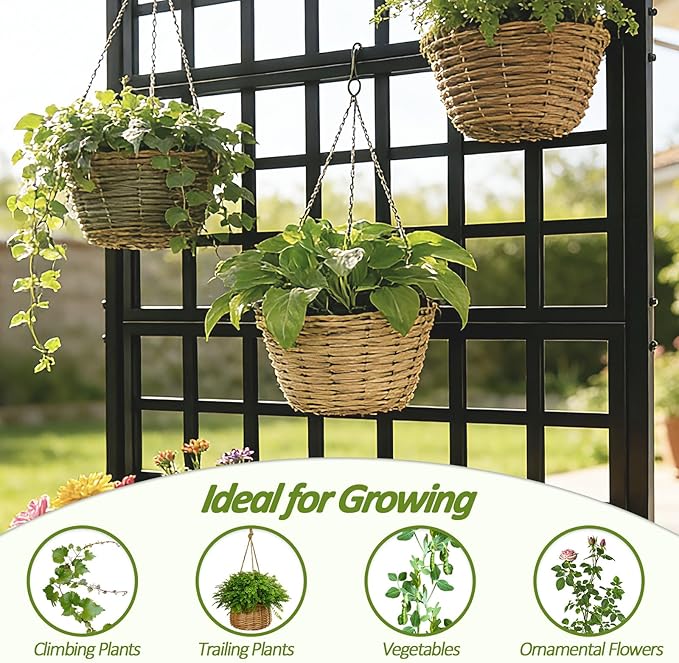 Metal Planter Box with Trellis - 63*31.5*15.8 Plastic-Coated Rustproof Trellis Planter Raised Garden Bed with Trellis Privacy Screen with Planter Box for Garden Balcony Patio