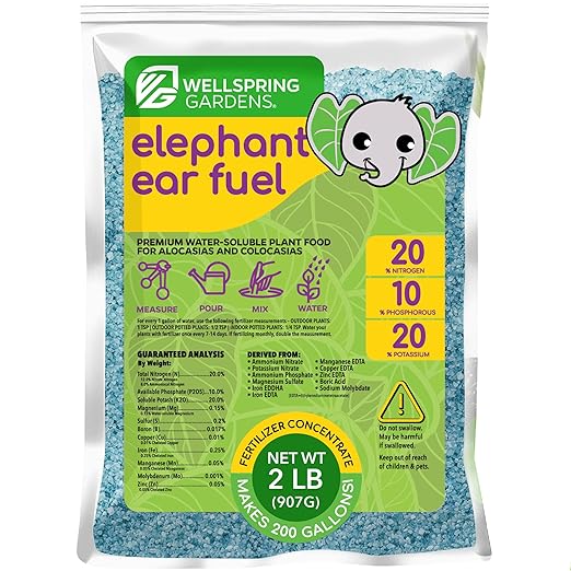 Elephant Ear Fertilizer Fuel - 2 Pounds - Water-Soluble 20-10-20 Blend - Wellspring Gardens