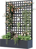 Metal Planter Box with Trellis 71x 47x 16 Raised Garden Bed Planter Box Trellis with Privacy Screen and Drainage Holes Black