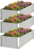 3 Pack Tall 4x2FT Raised Beds for Gardening Corrugated Galvanized Steel Raised Garden Bed Outdoor Metal Above Ground Garden Bed for Vegetables and Flowers(Rectangular)