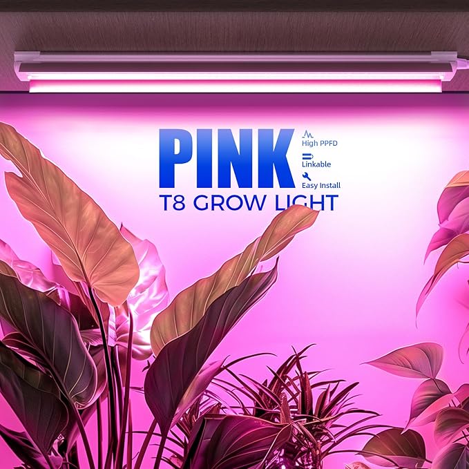 Barrina LED Grow Light 144W(6 x 24W 800W Equivalent) 2ft T8 Full Spectrum High Output Linkable Design T8 Integrated Bulb+Fixture Plant Lights for Indoor Plants 6-Pack