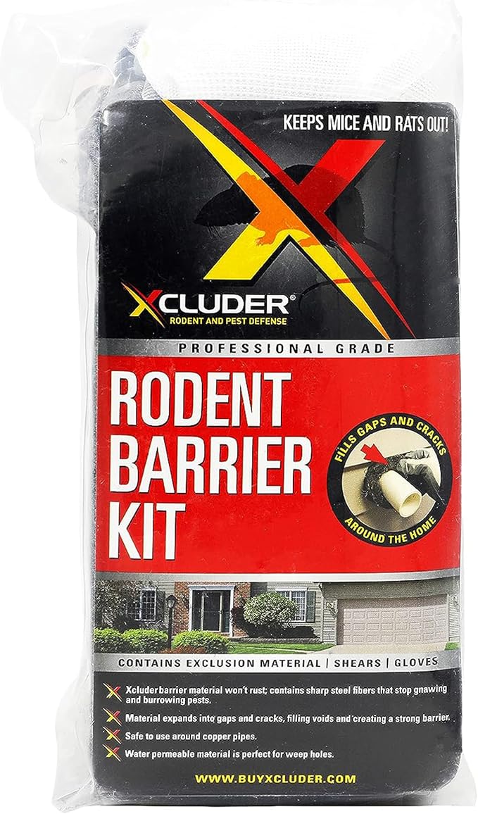 Xcluder Rodent Control Fill Fabric Large DIY Kit Stainless Steel Wool Stops Rats and Mice