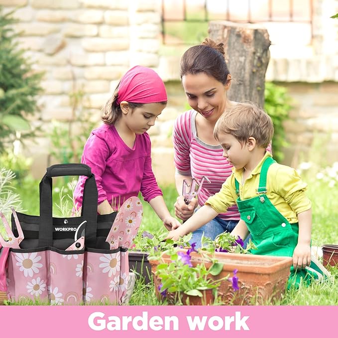WORKPRO 5PCS Garden Tool Set and FLISSA Folding Pocket Knife