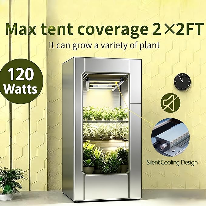 HHNMAHN 120W LED Grow Light Full Spectrum Dimmable for Indoor Plants13x12.5Inch Hanging Growing Lamp with Adjustable Lanyard2x2ft Coverage Waterproof Driver for Greenhouse Seedling Vegetable Flowers