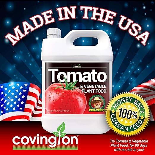 Covington Organic Liquid Tomato &amp Vegetable Fertilizer (32oz) – Easy-to-Use Water-Soluble Plant Food for Tomatoes Peppers and Edibles – Natural Garden Nutrients