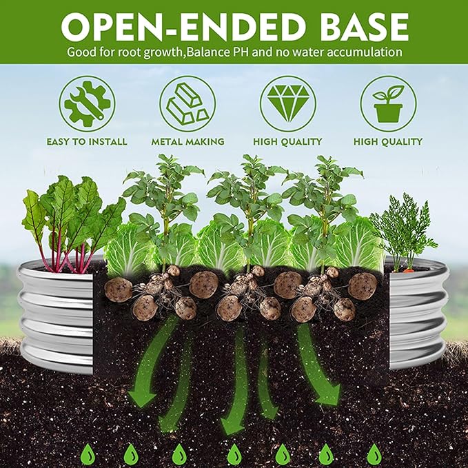 GADI Galvanized Raised Garden Bed Outdoor Raised Beds Planter for Outdoor Plants Large Metal Raised Garden Bed Kit (4FT)