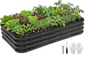 4 in 1Galvanized Raised Garden Bed - 5x3x1ft Modular Planter Box Outdoor | Metal Raised Bed Kit with Bracing Rods for Gardening Vegetables Flowers Fruits Herbs (Gray)