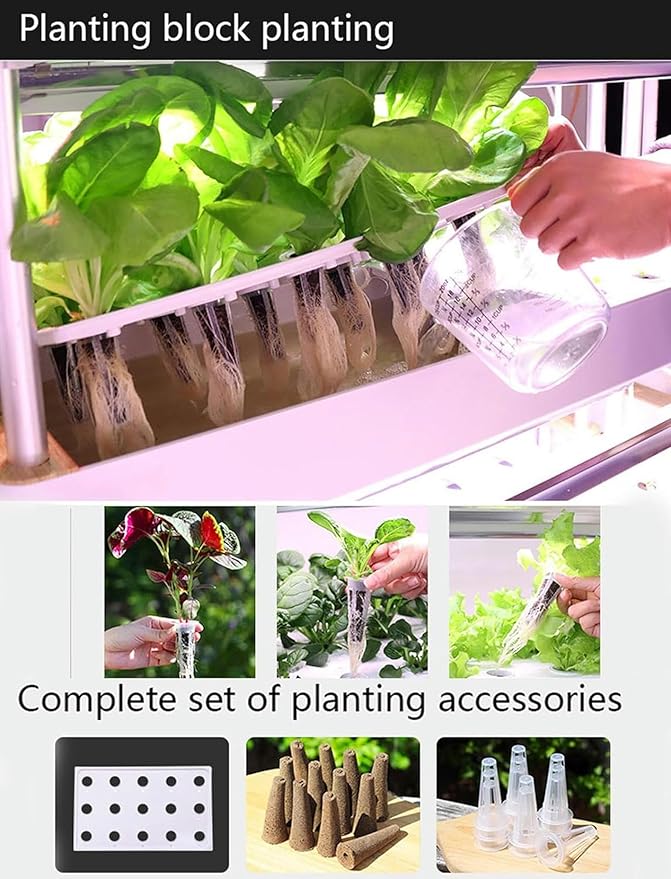 Hydroponic Tower Growing Sytem with LED Grow Light 48/64/90/120Holes Indoor Grow Tower Self-Watering Growing Kit with Hydrating Pump Garden Tower Aeroponics Growing Kit90hole//1pc