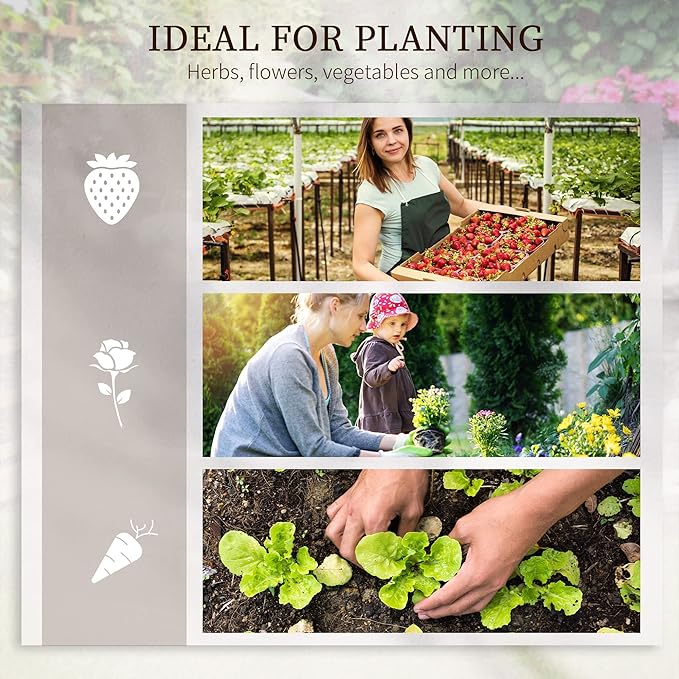 Outsunny 8 x 8' Raised Garden Bed Set Large Steel Flower Planters for Outdoor Plants Easy Assembly for Vegetables Herbs Green