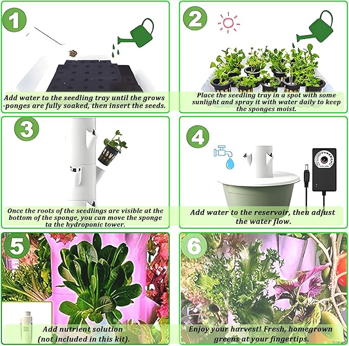 Hydroponics Growing System Tower Indoor Gardening System Vertical Hydroponic Tower with Led Grow Lights for Those Who Want to Grow Indoors Or On A Balcony 9 Layers